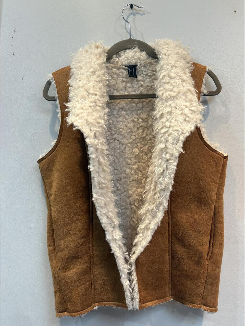 Forever 21 Faux Shearling Lined Brown Vest Medium